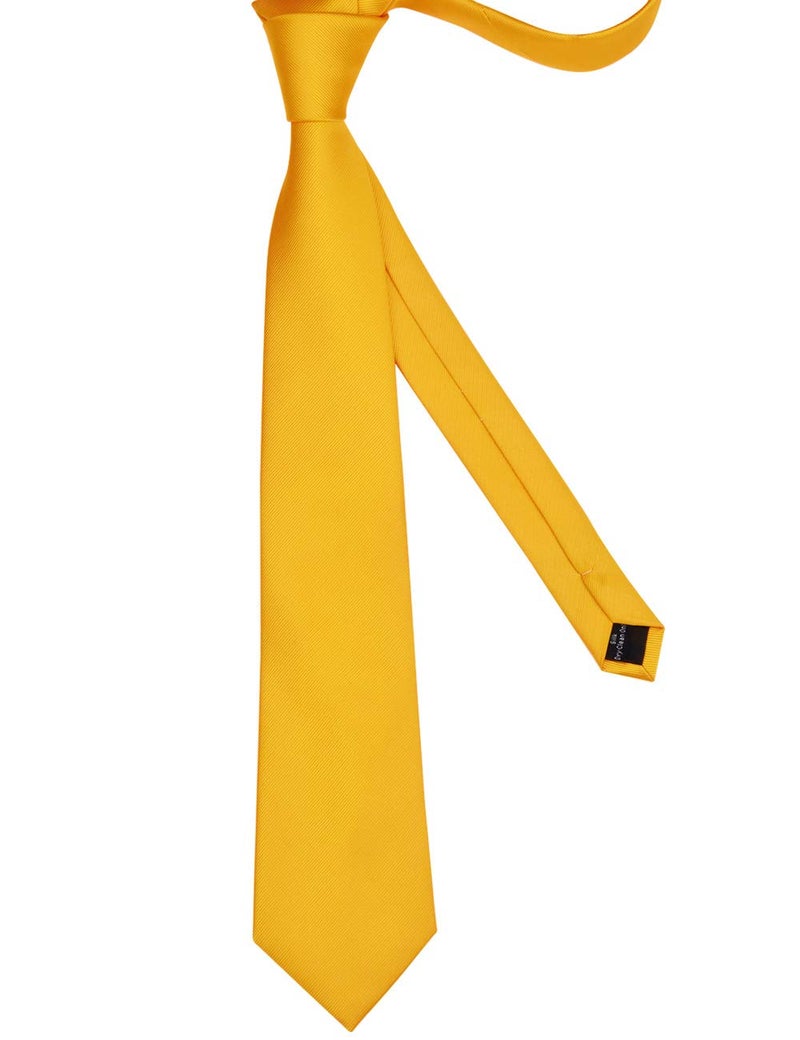 GUSLESON Brand Modern Fashion Yellow Tie Solid Gold Ties For Men Silk Necktie (0791-14) - Image 3